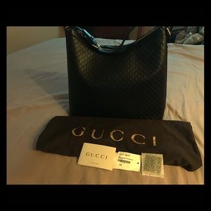 Gucci Black Leather Hobo Bag